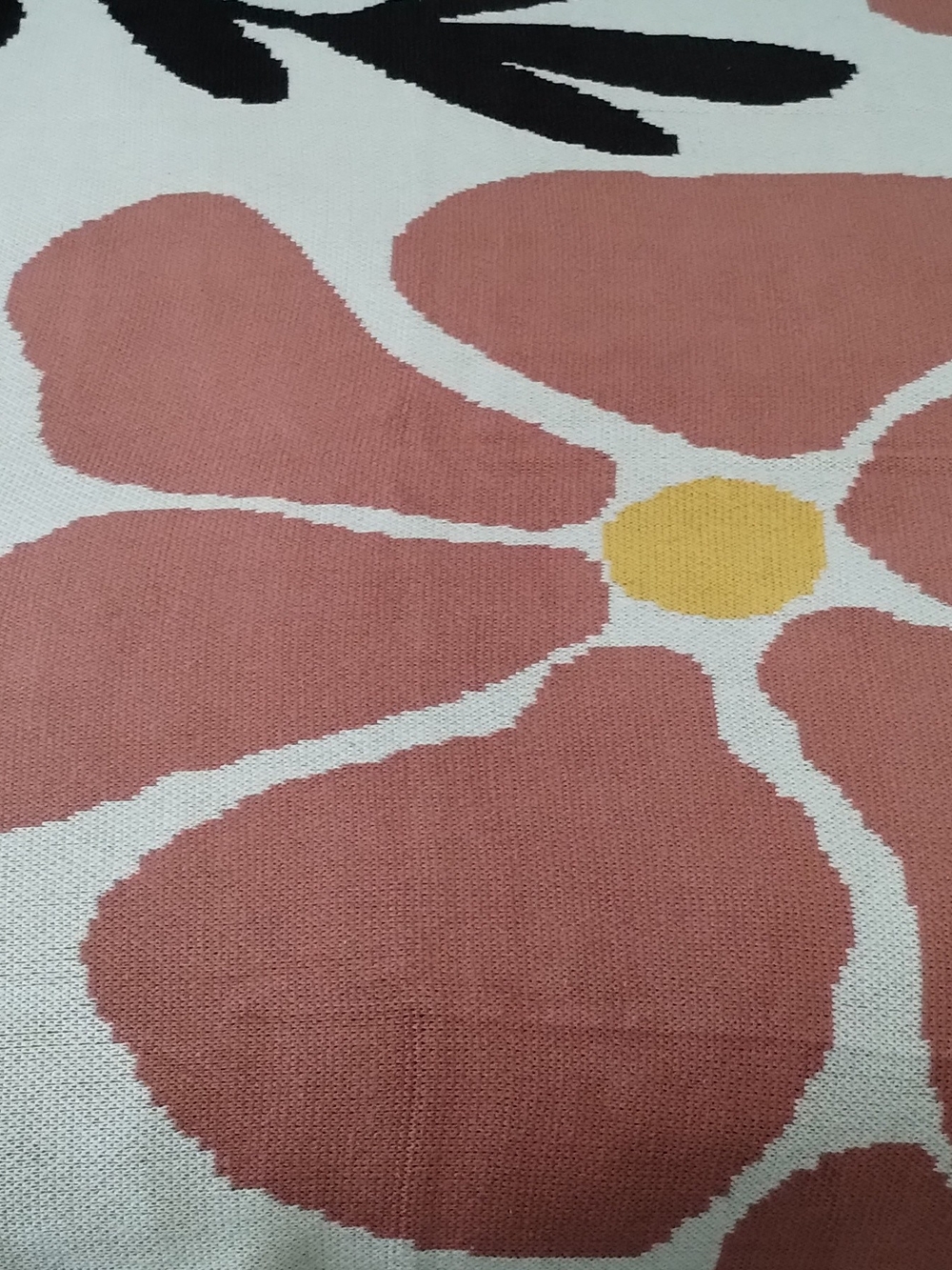 100% Cotton Knitted Floral Throw Blanket 60x70